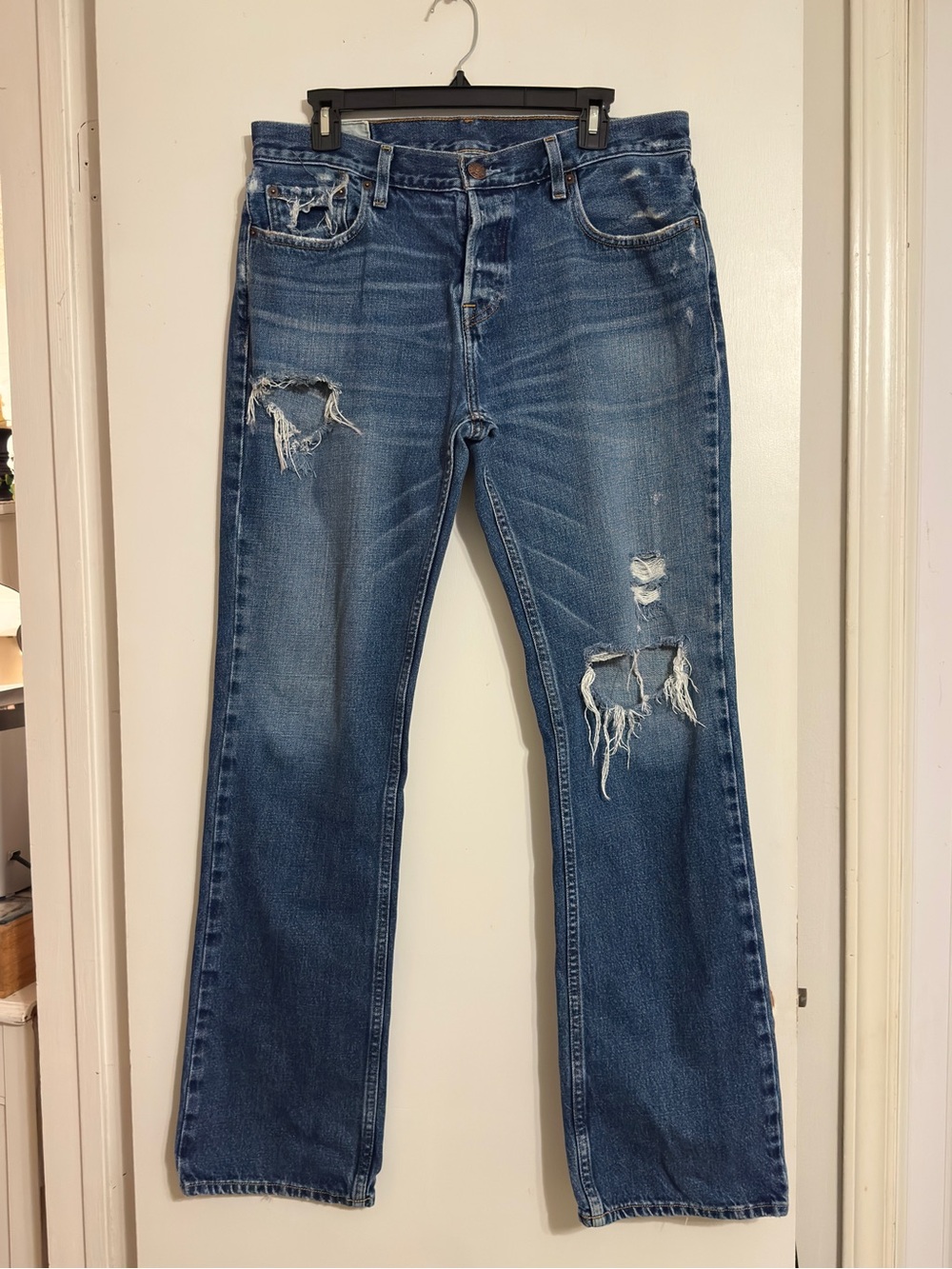 Vtg The Hollister Boot Jeans Men’s Sz 34x32 Denim Ripped Pants Y2K button fly